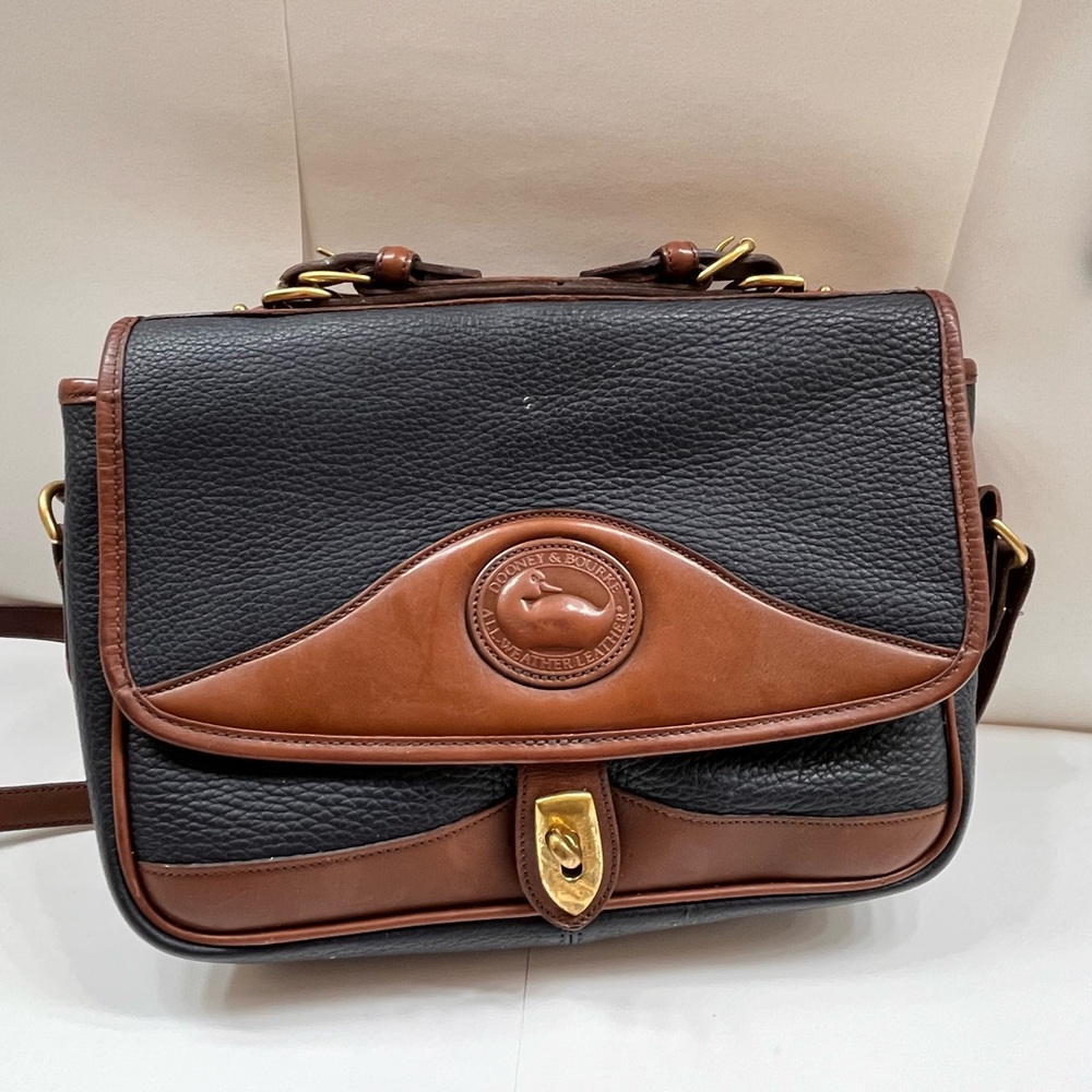 Dooney & Bourke Black and Brown Leather crossbody satchel Bag
